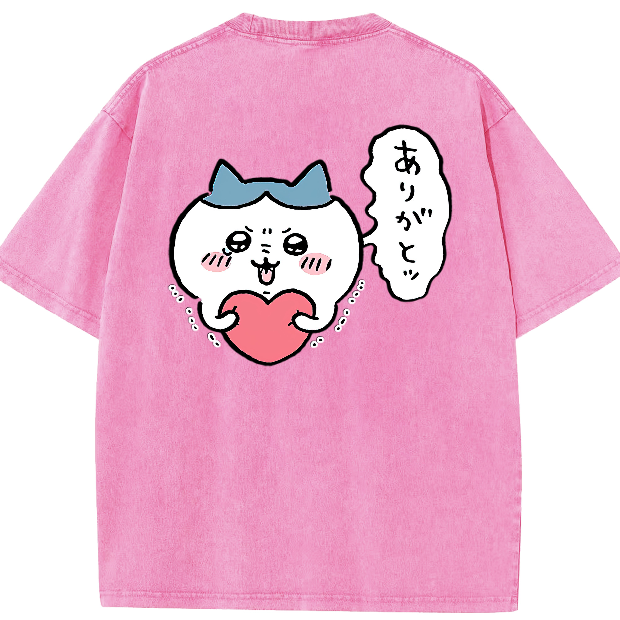 （画像用） ちいかわ ハチワレ Chii-kawa hachiware 綿100% ヴィンテージ風 半袖Tシャツ（背面プリント）